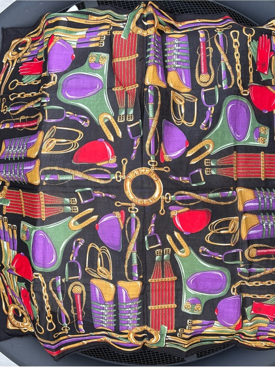 Celine Accessories - Vintage Celine Paris Silk Scarf Equestrian Belt Bridle Print